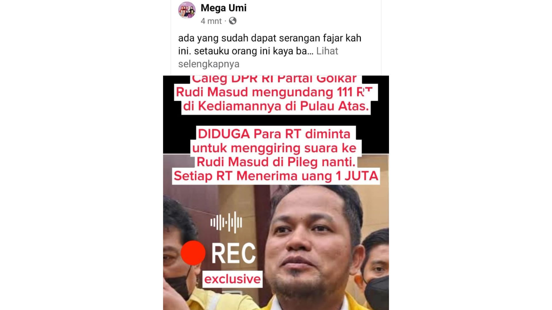 Beredar di Facebook, Calon Legislatif Diduga Tawarkan Uang kepada RT di Samarinda