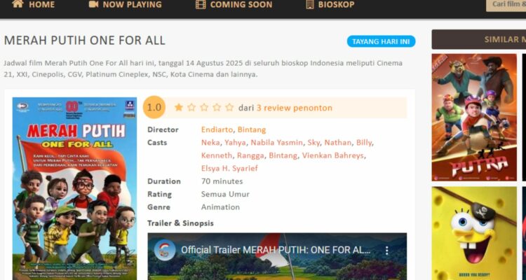 Foto: Tangkapan layar film "Merah Putih One for All" di jadwalnonton.com. Sumber: Kaltimnow.id